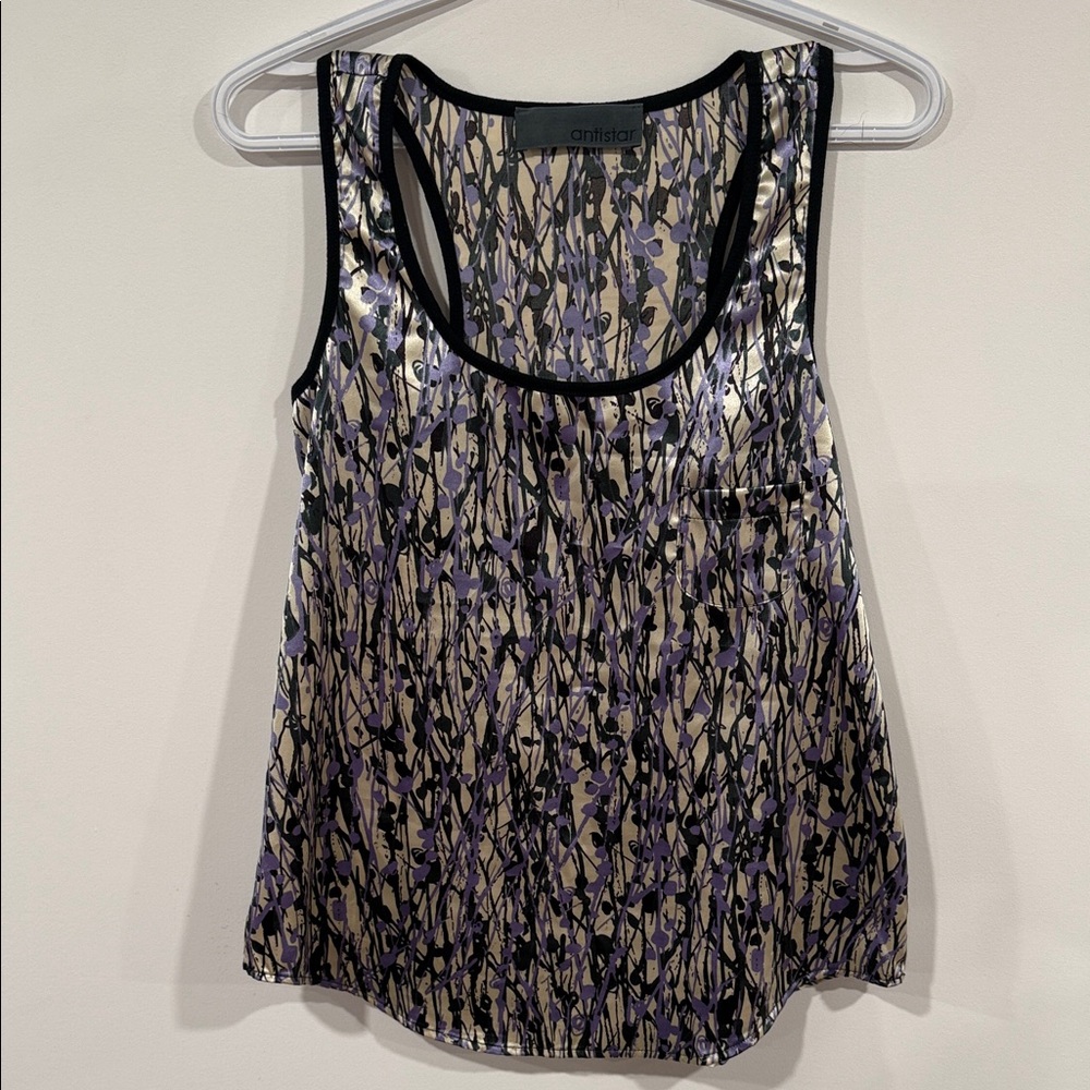 Antistar Metallic Black and Purple Tank Top